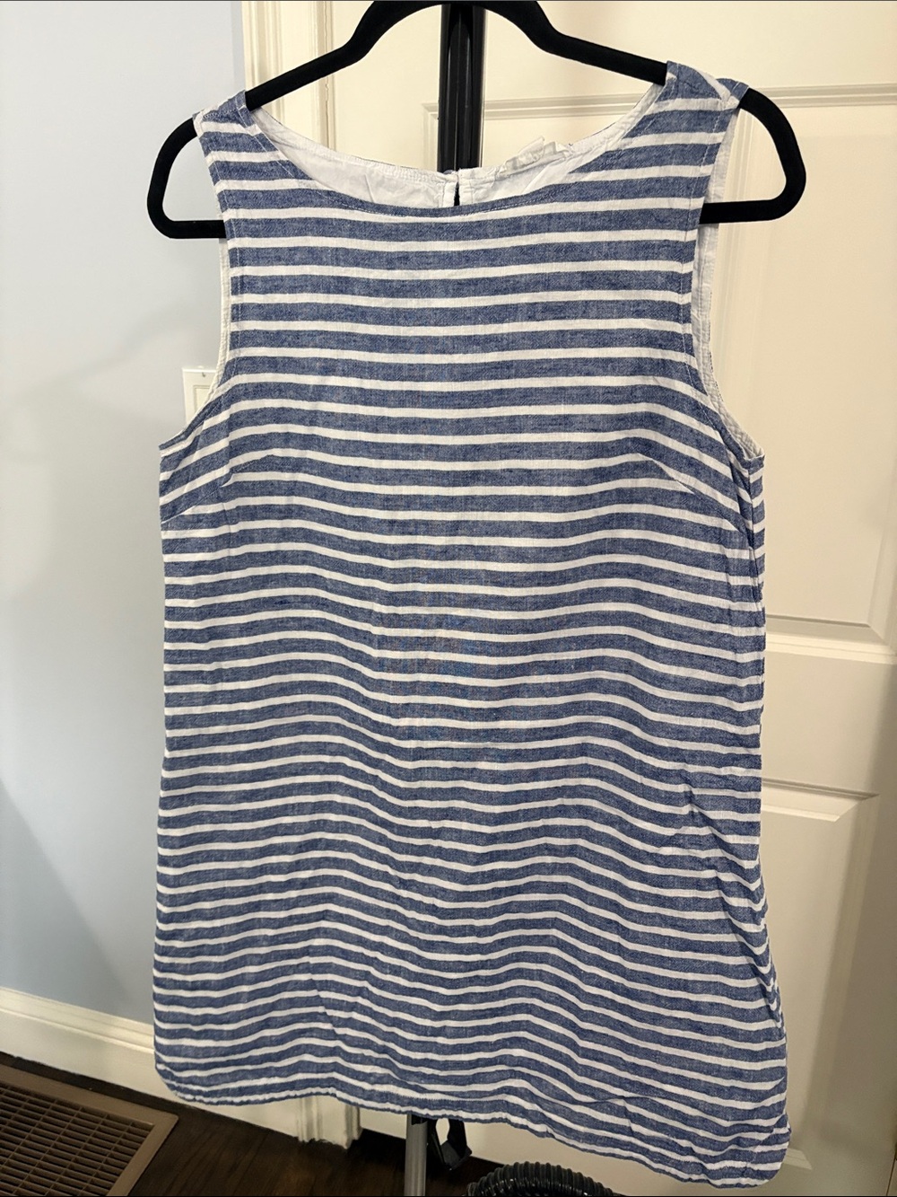 beachlunchlounge Blue and White Striped Sleeveless Mini Dress